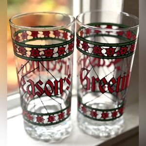 Pair of Holiday tall drinking glasses
